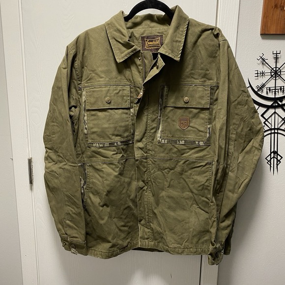 Gamehide Jacket Green Camo Fleece Lined Hunting Outdoors Canvas Mens Large - Picture 1 of 13